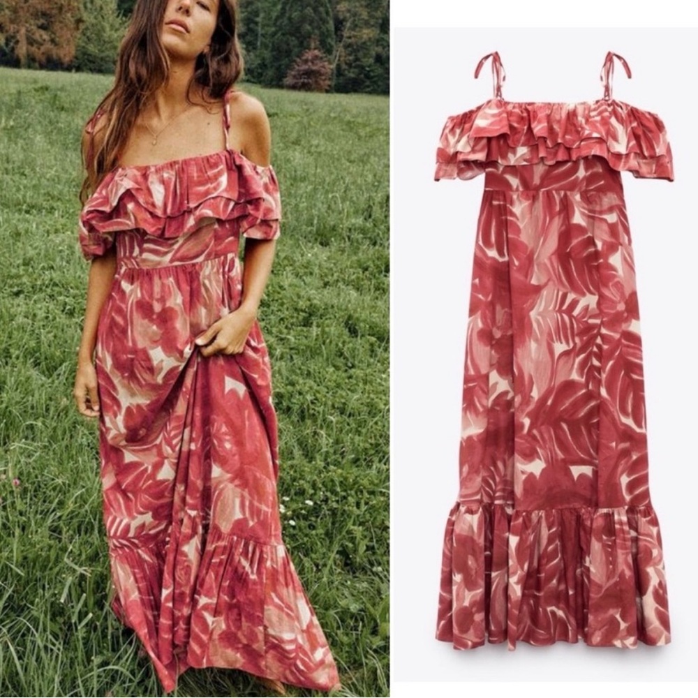 Zara Off-Shoulder Maxi Dress 100% Cotton